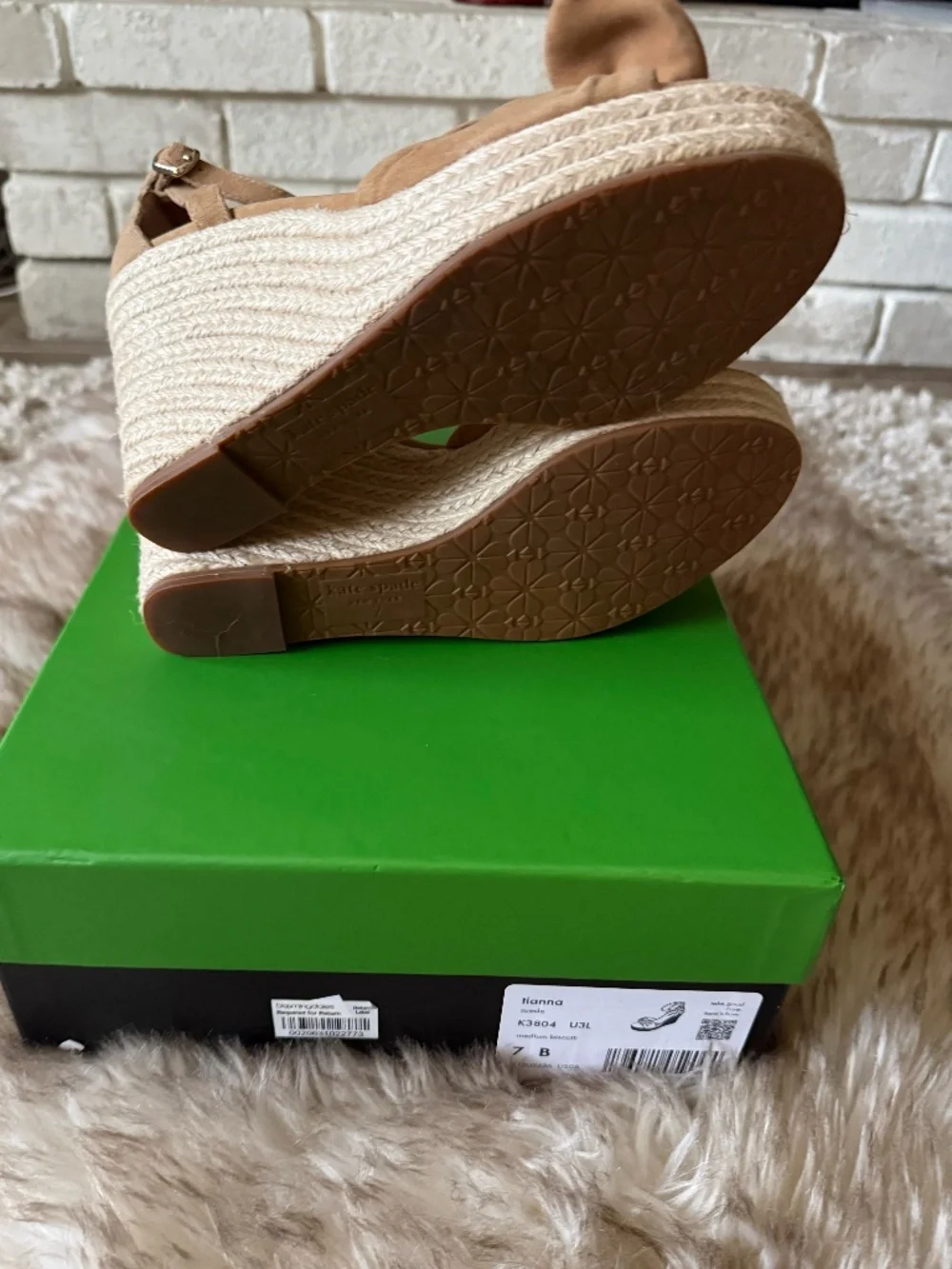 Kate Spade New York Tianna Tan Suede Wedge Bow Espadrille